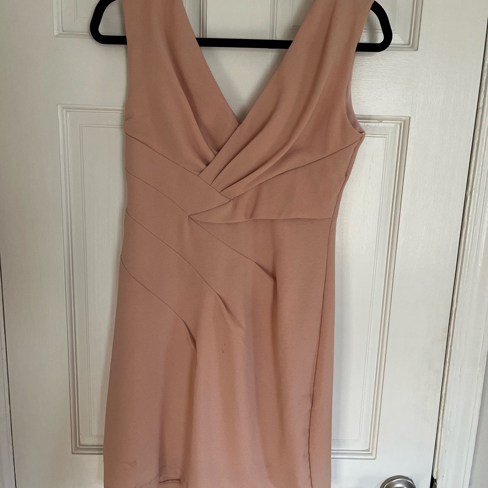 Toi et Moi Blush Pink V-Neck Mini Dress